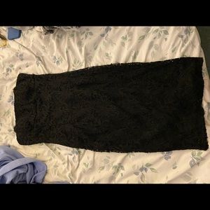 Strapless black mini dress